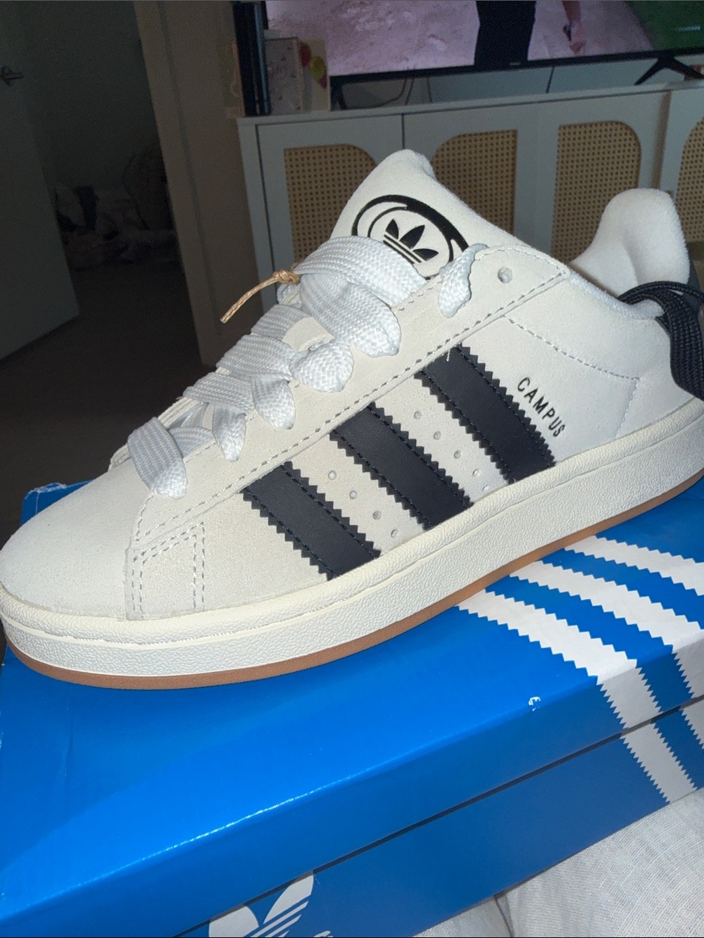 adidas Campus White and Black Low-Top Sneakers